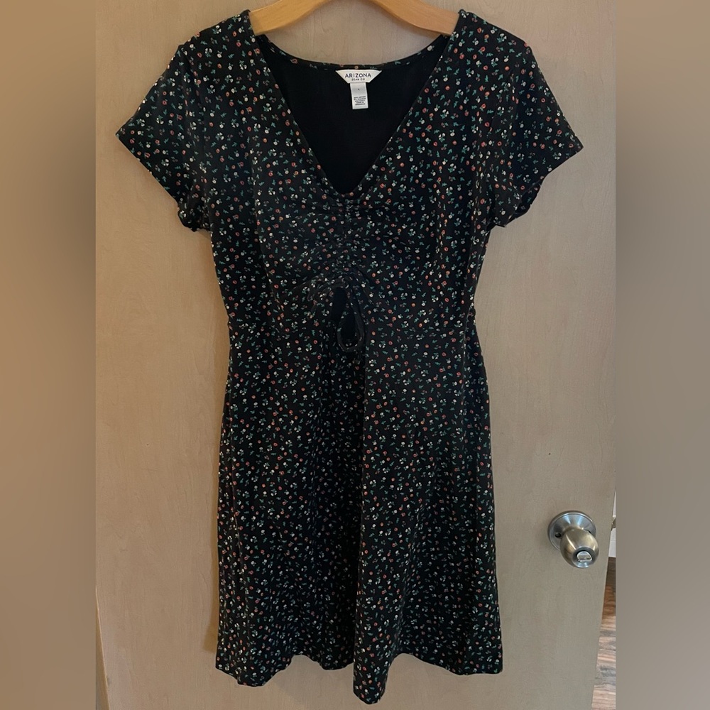 Arizona Skater Dress with Green and Red Ditsy Florals